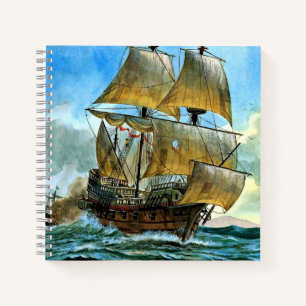 schönes Schiff mit vier Masten Notizbuch