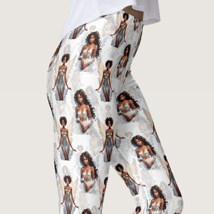 Schönes Schwarz Mädchen Engelsmuster Design  Leggings