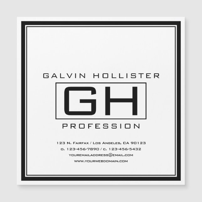 Schönes Schwarz-Weiß-Beruflich Magnetkarte (Vorderseite)