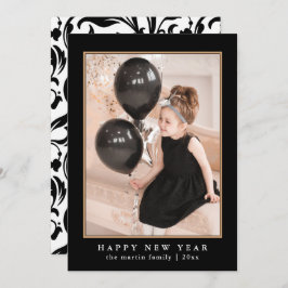 Schönes Schwarz-Weiß-Muster Foto Neues Jahr Feiertagskarte