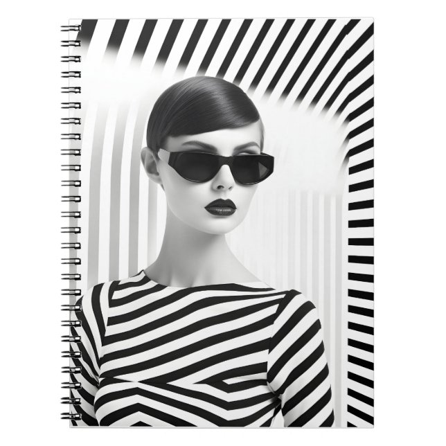 Schönes Schwarz-Weiß-Portrait mit Kunst Notizblock (Vorderseite)