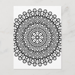Schönes schwarz-weißes Mandala zum Färben Postkarte
