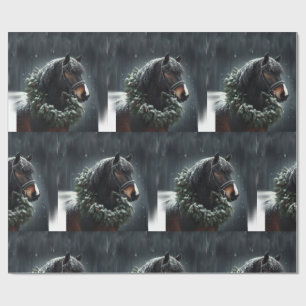 Schönes Schwarz-weißes Pferd Reittier Liebe Geschenkpapier