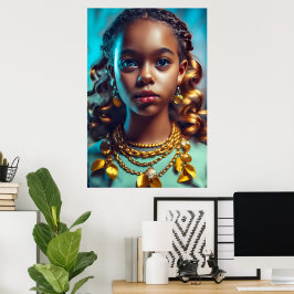 Schönes schwarzes Mädchen, Schwarz-Geschichte-Mona Poster