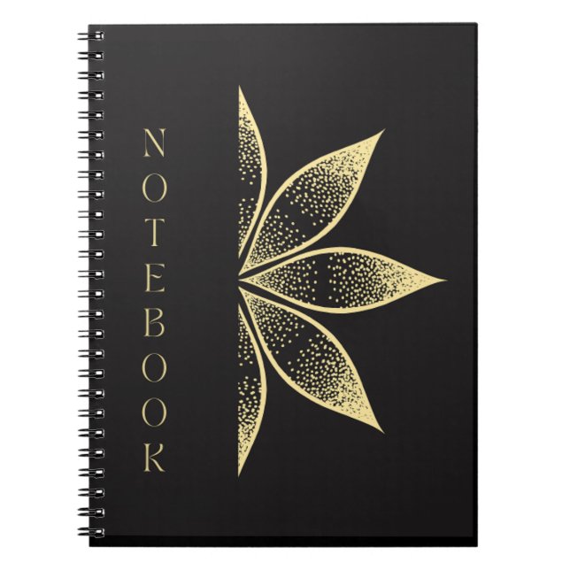 Schönes Schwarzes Notebook mit Niedlichem Goldenen Notizblock (Vorderseite)