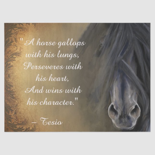 Schönes schwarzes Pferd Inspiration Zitat Seidenpapier (Vorderseite)