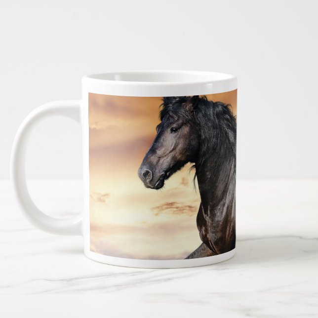 Schönes Schwarzes Pferd Jumbo-Tasse (Links)