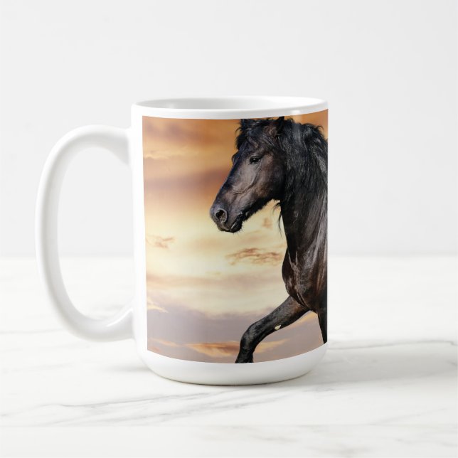 Schönes Schwarzes Pferd Kaffeetasse (Links)