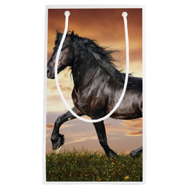 Schönes Schwarzes Pferd Kleine Geschenktüte (Vorderseite)