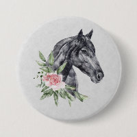 Schönes Schwarzes Pferd Kopf Portrait Wasserfarbe
