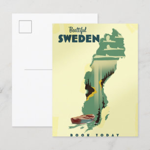 Schönes schwedisches Reiseplakat Einladungspostkarte