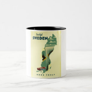 Schönes schwedisches Reiseplakat Zweifarbige Tasse
