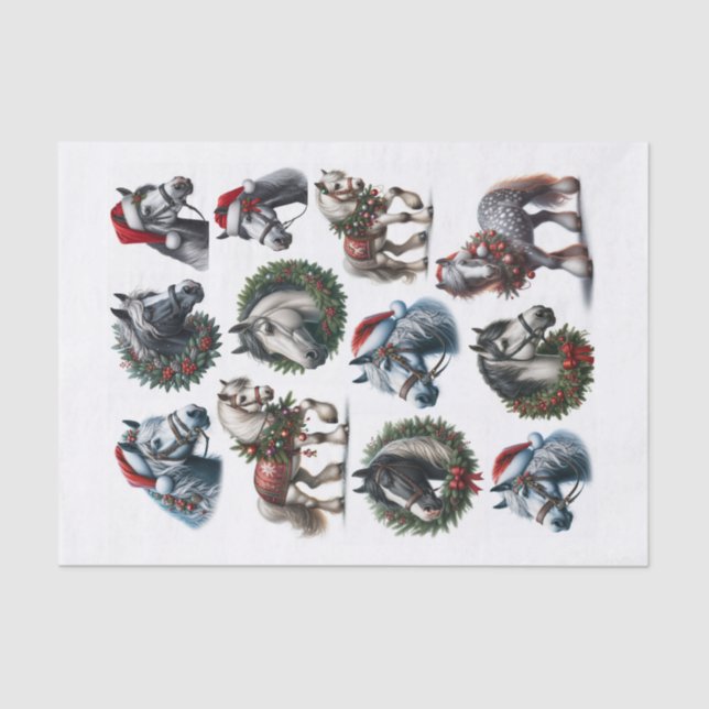 Schönes Set Weihnachts-Pferd Fussy Cuts Set 1 Seidenpapier (Vorderseite)