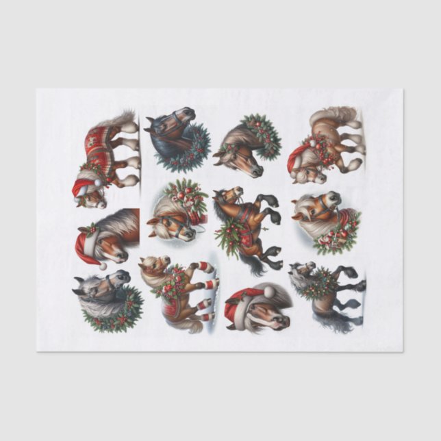 Schönes Set Weihnachts-Pferd Fussy Cuts Set 2 Seidenpapier (Vorderseite)