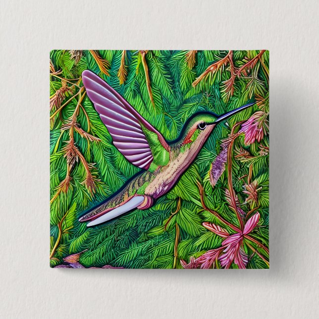 Schönes Shabby Chic Klein Hummingbird. Button (Vorderseite)