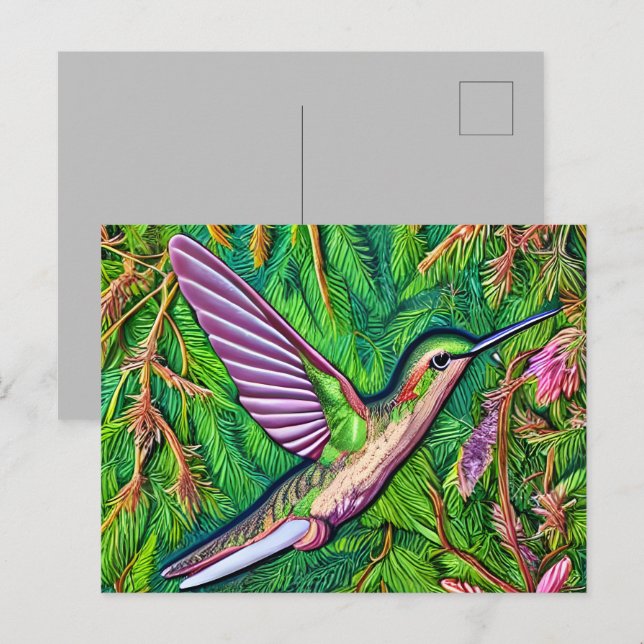 Schönes Shabby Chic Klein Hummingbird. Postkarte (Vorne/Hinten)
