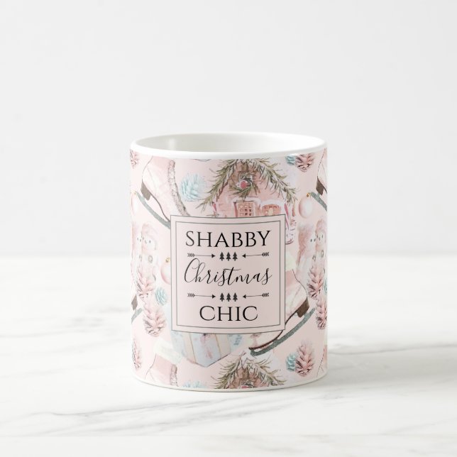 Schönes Shabby Chic Rosa Weihnachtsmuster Kaffeetasse (Mittel)