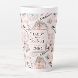 Schönes Shabby Chic Rosa Weihnachtsmuster Milchtasse