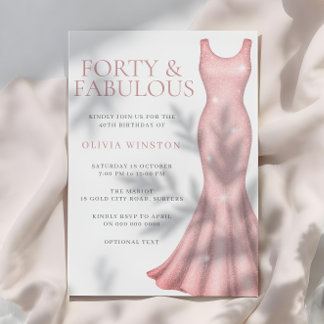Schönes Shimmer Dress 40. Geburtstag Party Einladung