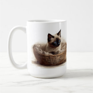 SCHÖNES SIEGEL PUNKT SIAMESISCHE KÜCHE IN BASKET KAFFEETASSE