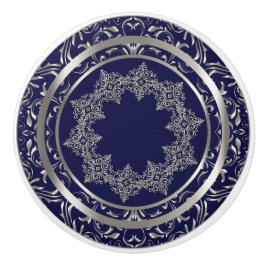 Schönes Silberdesign auf Navy Blue Keramikknauf