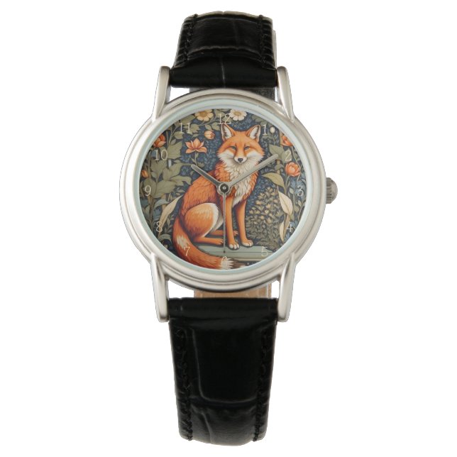 Schönes Sitzen Red Fox William Morris Inspiriert Armbanduhr (Vorderseite)