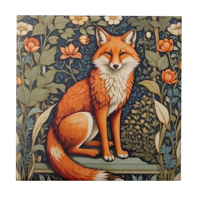 Schönes Sitzen Red Fox William Morris Inspiriert Fliese (Vorderseite)