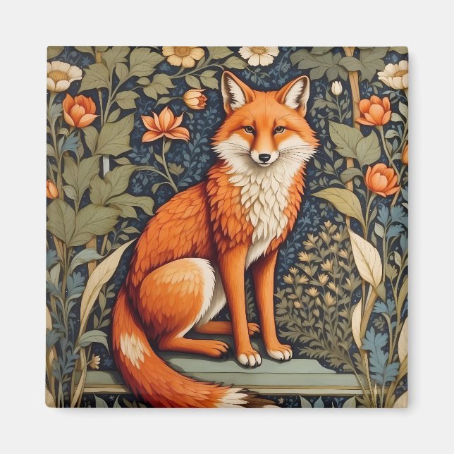 Schönes Sitzen Red Fox William Morris Inspiriert Magnet (Vorne)