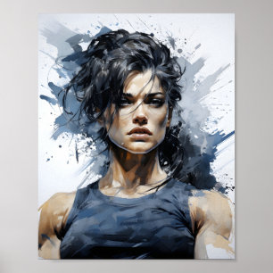 Schönes Skizzenportrait von Bodybuilder Poster