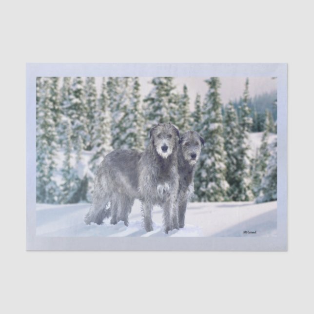 Schönes Snowy Irish Wolfhound Scene Tissue Paper Seidenpapier (Vorderseite)