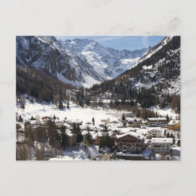 Schönes Snowy Lillaz im Italienischen Alpen Postka Postkarte (Vorderseite)