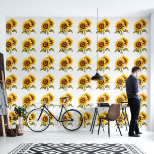 Schönes Sommer Gelbe Sonnenblumen Muster Tapete