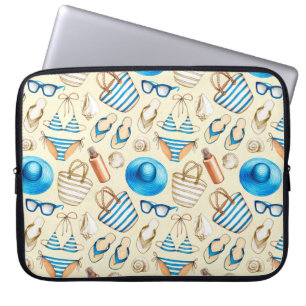 Schönes Sommermuster mit Brille, Bikini, Sonnensch Laptopschutzhülle