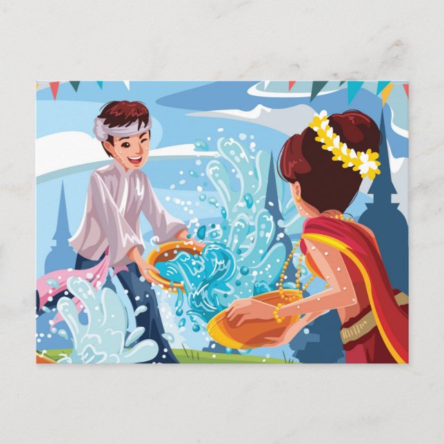 Schönes Songkran Festival Postkarte (Vorderseite)