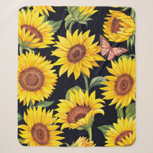 Schönes Sonnenblumenmuster Sherpadecke