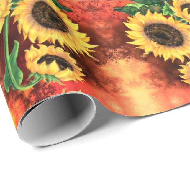 Schönes Sonnenblumenpapier Geschenkpapier (Rolleneckpunkt)
