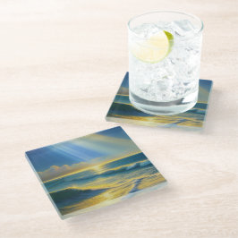 Schönes Sonnenlicht im Ozean Glasuntersetzer