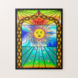 Schönes Sonnenschutzgitter-Kirchenfenster Puzzle