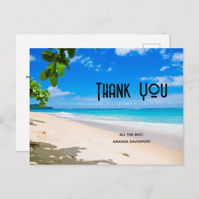 Schönes Sonnenstrand Foto Vielen Dank Postkarte (Vorne/Hinten)