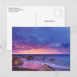 Schönes Sonnenuntergang Küstenbild Postkarte