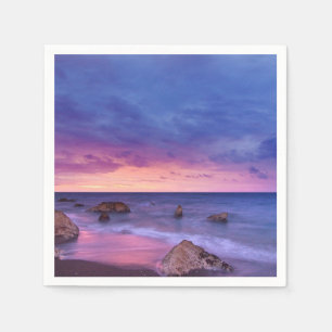 Schönes Sonnenuntergang Küstenbild Serviette