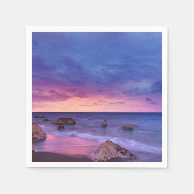 Schönes Sonnenuntergang Küstenbild Serviette (Vorderseite)