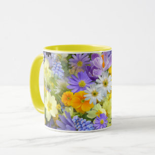 Schönes Sortiment an farbenfrohen Blume Tasse
