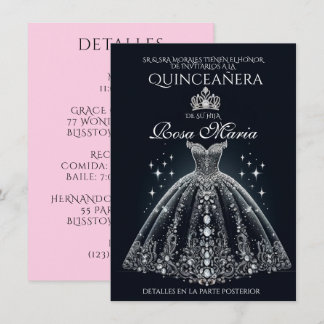 Schönes spanisches Quinceañera Quince Einladung