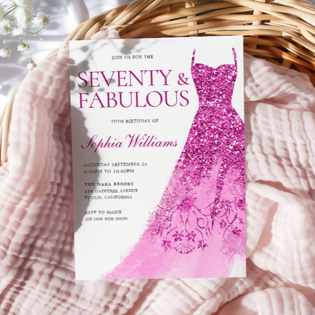 Schönes Sparkle Dress 70. Geburtstagsparty Einladung (Von Creator hochgeladen)