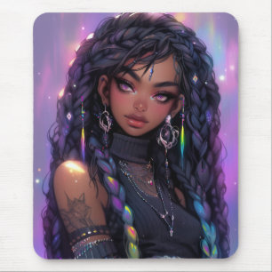 Schönes stilvolles Braided Hair Anime Girl Mousepad
