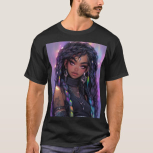 Schönes stilvolles Braided Hair Anime Girl T-Shirt