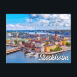 Schönes Stockholm, Schweden Postkarte<br><div class="desc">Diese landschaftliche Postkarte zeigt ein Foto mit Blick auf die schöne europäische Stadt Stockholm, Schweden, an einem bewölkten Nachmittag. Bitte passen Sie alle verfügbaren Optionen nach Ihren Wünschen an.</div>