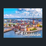Schönes Stockholm, Schweden Postkarte<br><div class="desc">Diese landschaftliche Postkarte zeigt ein Foto mit Blick auf die schöne europäische Stadt Stockholm, Schweden, an einem bewölkten Nachmittag. Bitte passen Sie alle verfügbaren Optionen nach Ihren Wünschen an.</div>