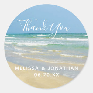 Schönes Strandbad Hochzeit Vielen Dank Runder Aufkleber